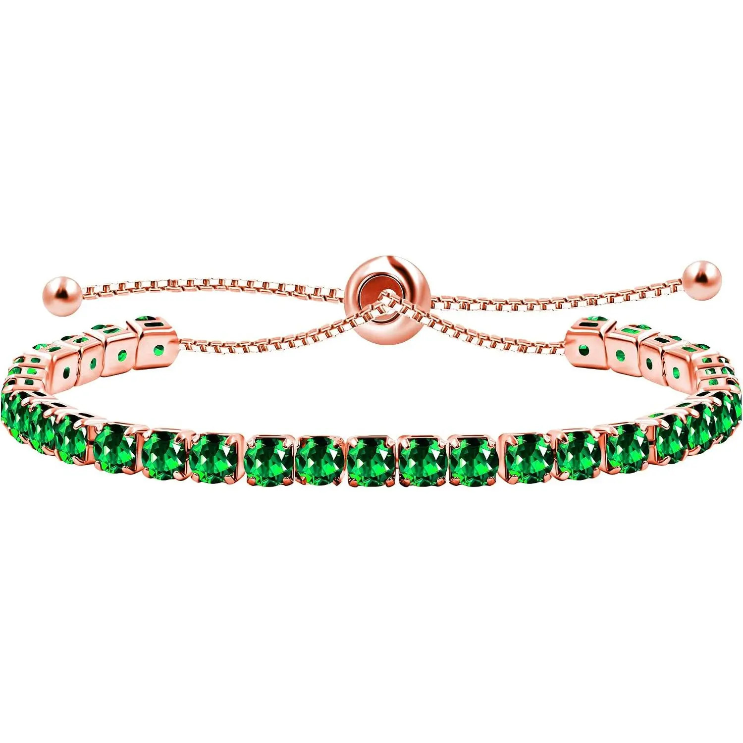 Women's Classic Tennis Bracelet with Adjustable Flexible Slider Bolo Clasp, Blue-Green Cubic Zirconia Costume Jewelry, Gift Idea, Y4043, All Seasons