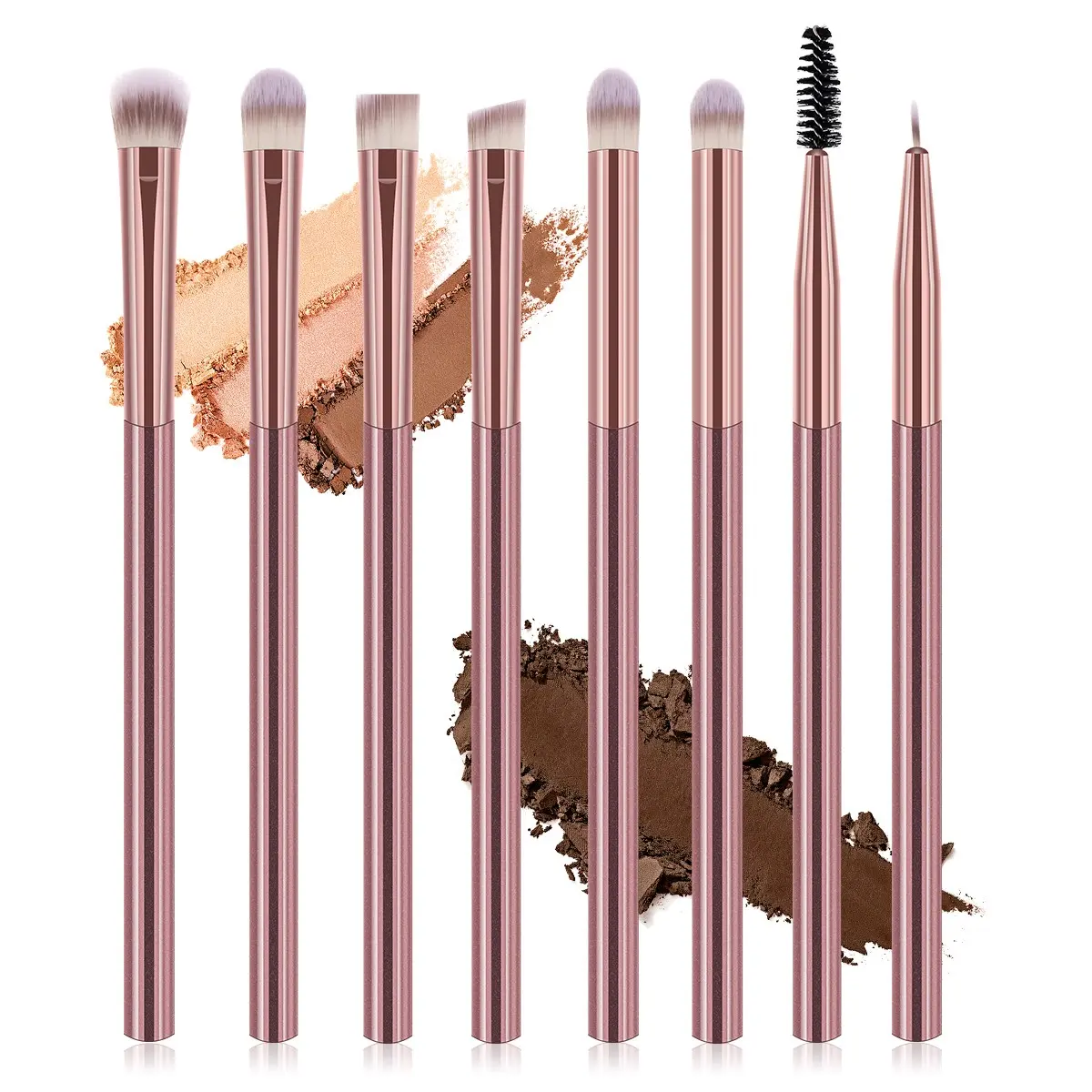 8-Piece Eye Makeup Brush Set, Professional Multi-Shape Brushes for Eyeshadow, Blending, Concealer, Brows, Liner, Complete Eye Makeup Kit, Cosmetic Brush Kit