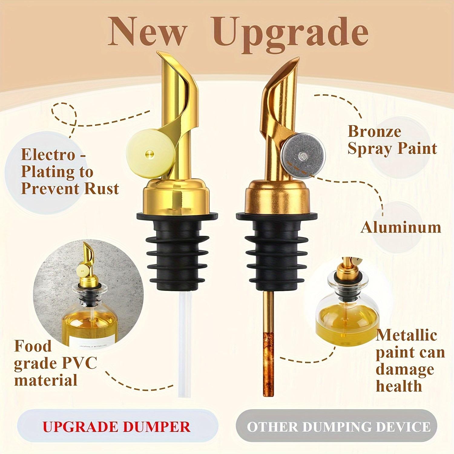 2pcs Olive Oil Dispenser Bottle Tray,Oil and Vinegar Dispenser Set w.Metal Pour Spout, Coffee Syrup Dispenser, Olive Oil Cruet Cooking Oil Dispenser, Oil Container Bottles for Kitchen