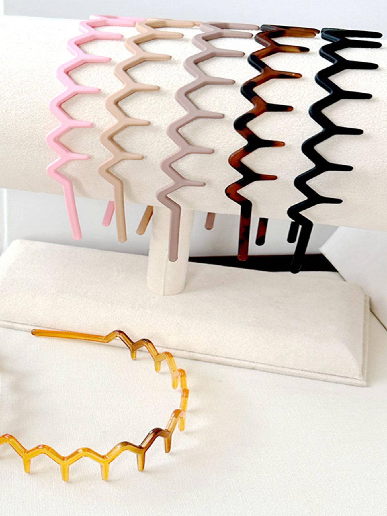 Wave Design Hair Hoop with Teeth, Fashionable Hair Accessories for Women & Girls, Minimalist Zigzag Headwear for Thick Hair, Zigzag Headband, Headbands Women, Plastic Headbands