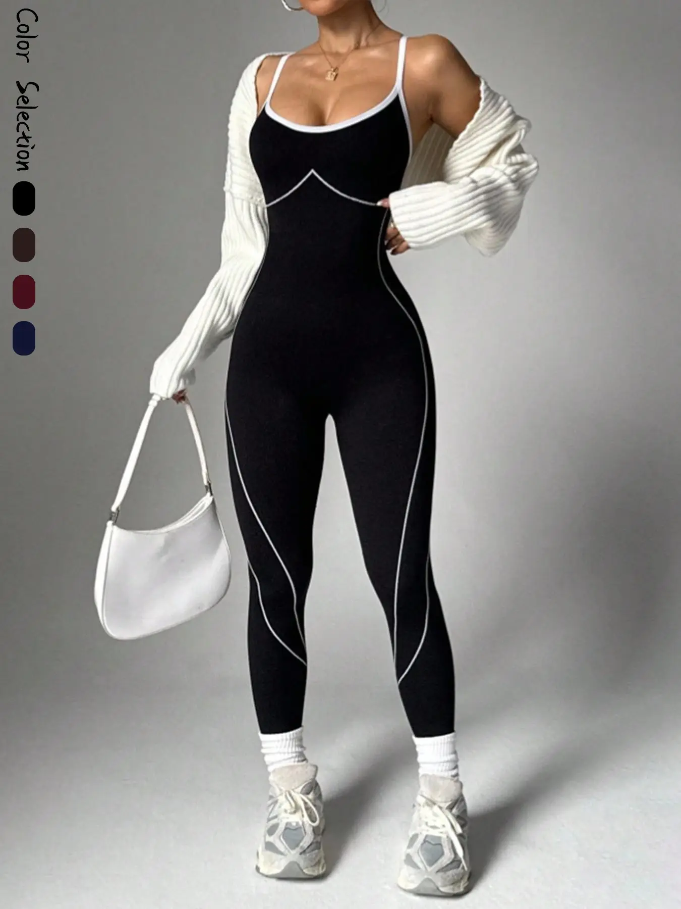 Women's Seamless Knitted Sports Jumpsuit, Yoga Activewear Jumpsuit, Stretchy Workout and Yoga Jumpsuit for Pilates, Fitness and Daily Wear