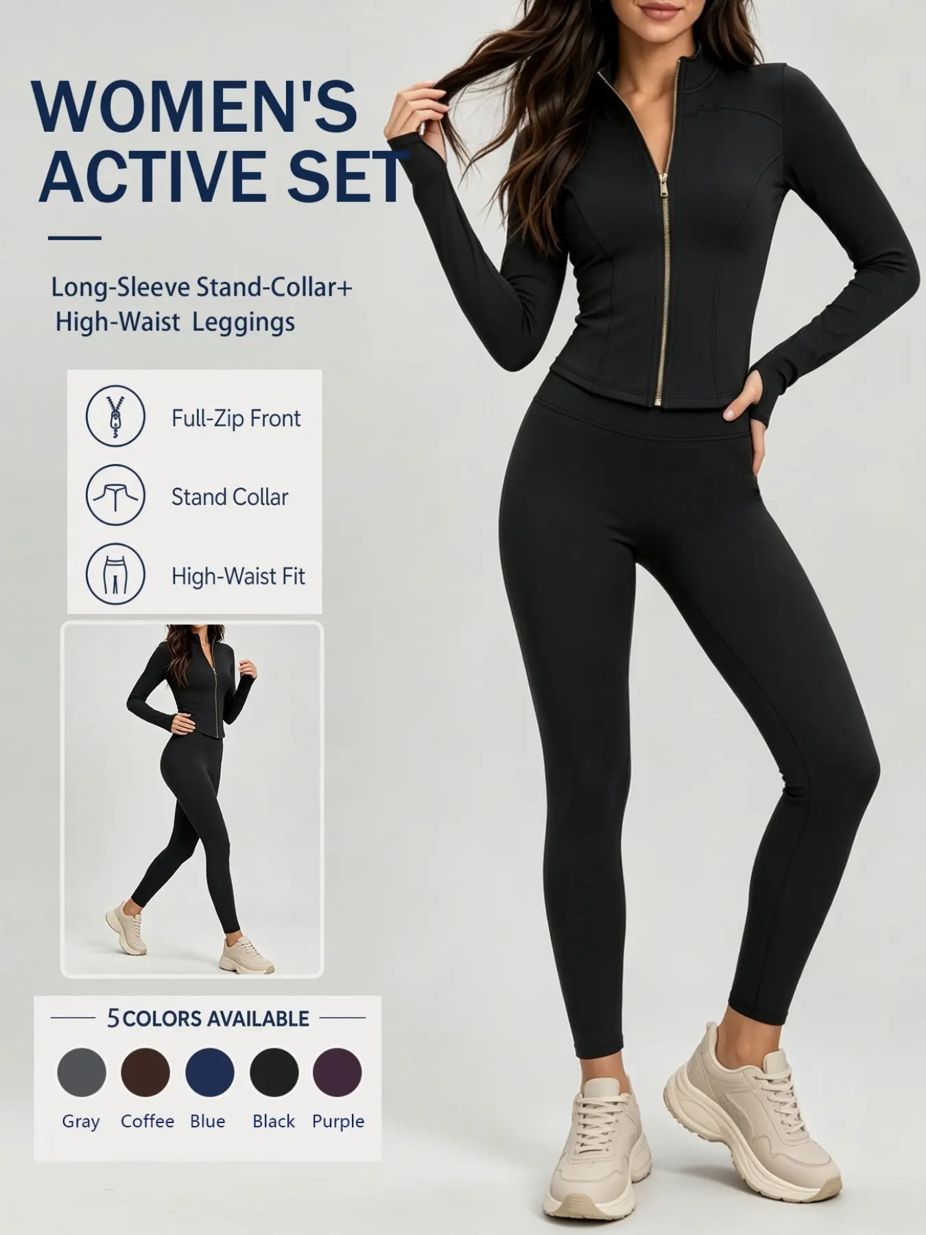 LI2108 [Black Friday] Women's Workout Outfit Thin Quick-Dry Zip Jacket High Waist Lift Hips Slim Straight Leggings Fall Strength Training