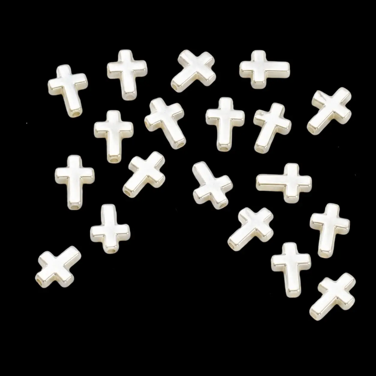 30pcs Abs Imitation Pearl Cross Beads, 16x12mm Matte Luster 3D Cross Hole Beads, Handmade DIY Jewelry Accessories