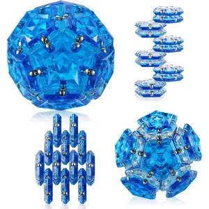Magnetic Fidget Sphere - Pentagons Magnets Balls - 12 Piece Set - Crystal Blue - Magnet Fidgets Toy - Creativity Beyond Imagination, Inspirational, Recreational, Desk Toys for Adults