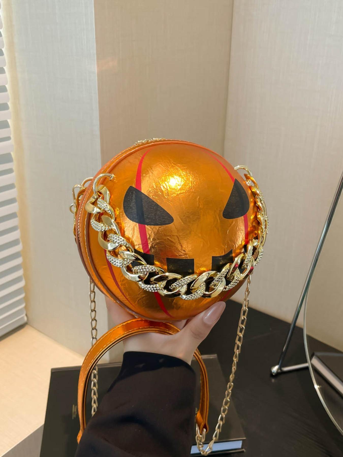 Women's Halloween Themed Pu Leather Crossbody Bag, Fashionable Pumpkin Design Shoulder Bag, Cute Accessories As Work Bag for Daily Use