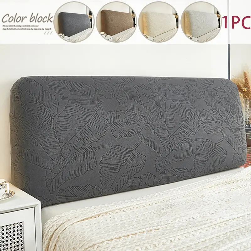 Stretchable leaf pattern bedside cover, elastic full-wrap bedside cover, dustproof, durable, and soft backrest protective cover, suitable for universal bedside panel decoration covers in bedrooms, dormitories, and guest rooms