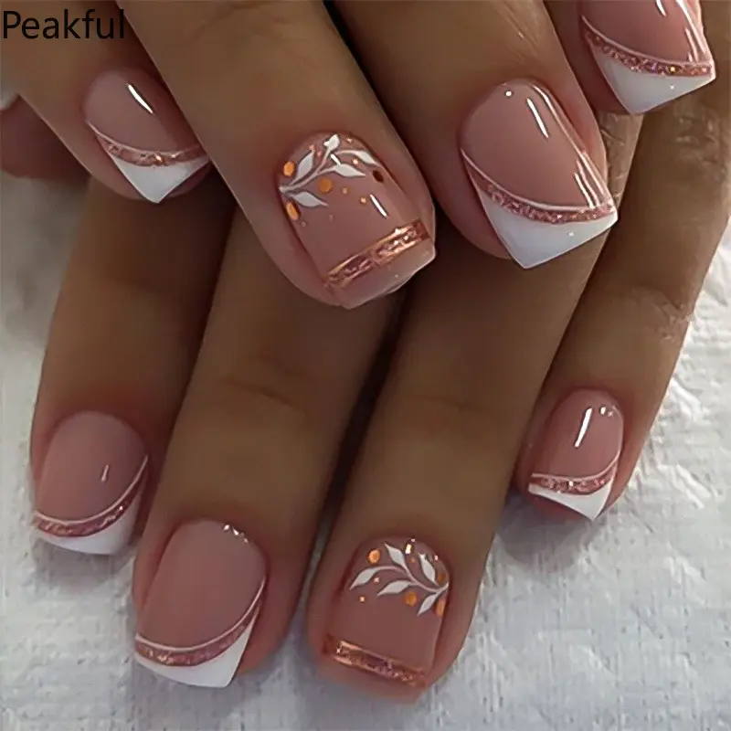 24Pcs Minimalist Short Square Press-On Nails, Simple French White Tip Fake Nails with Sheer Nude Base, Easy DIY Manicure Kit for Women, Perfect Everyday Chic for Office & Casual Style