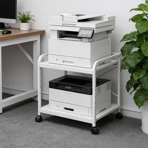 2-Tier 20" Deep Rolling Printer Stand,Large Rolling Printer Cart with Wheels, Height Adjustable Shelf, Mobile Printer Table for Scanner, Home Office Storage & Workstation ﻿