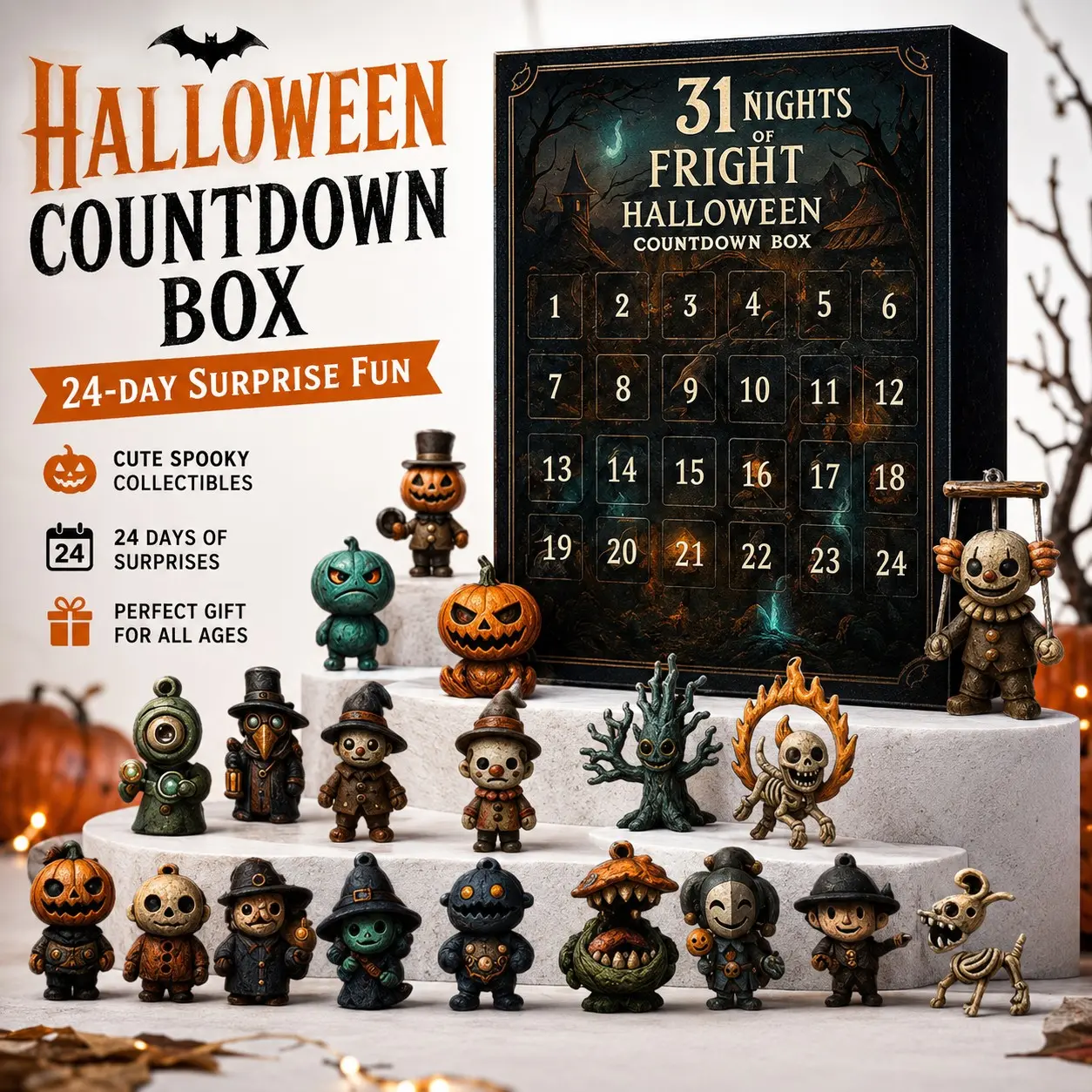 Halloween Thirty-One Terrifying Night Blind Box Gift, Surprise Pack, Resin Craft Ornament, Collectible Horror Decor, Perfect for Halloween Enthusiasts