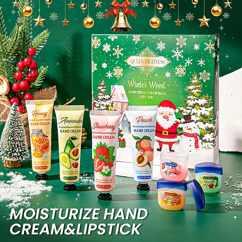 Cute Christmas Hand Lip Care Gift Set, Portable Fruit Fragrance Moisturizer, Ideal Birthday Xmas Gift For Girls Friends