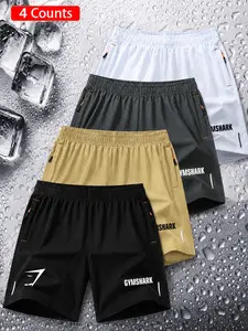 4-Piece Short Pants Set for Gym Training, Outdoor Running, Casual Sports, Breathable Quick-Dry Men's, Minimalist Logo, Lightweight Comfort Fabric, Unisex