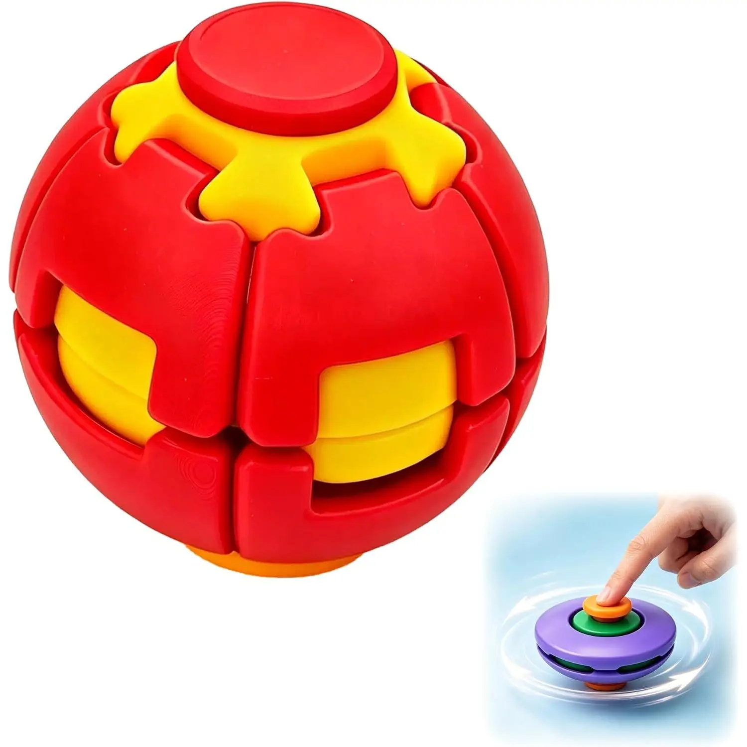 3D Printed Press to Spin Fidget Ball Spinner, Interactive Rotating Desk Decor & Desktop Toy, Push to Spin Sensory Display Ornament for Office, Home, Gifts & Collectible 2026
