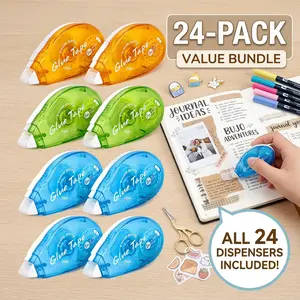 24 Pack Double Sided Glue Tape Runner, Permanent Adhesive Tape Dispenser, Scrapbooking Glue Tape for DIY Crafts, Journaling, Card Making & Arts Projects