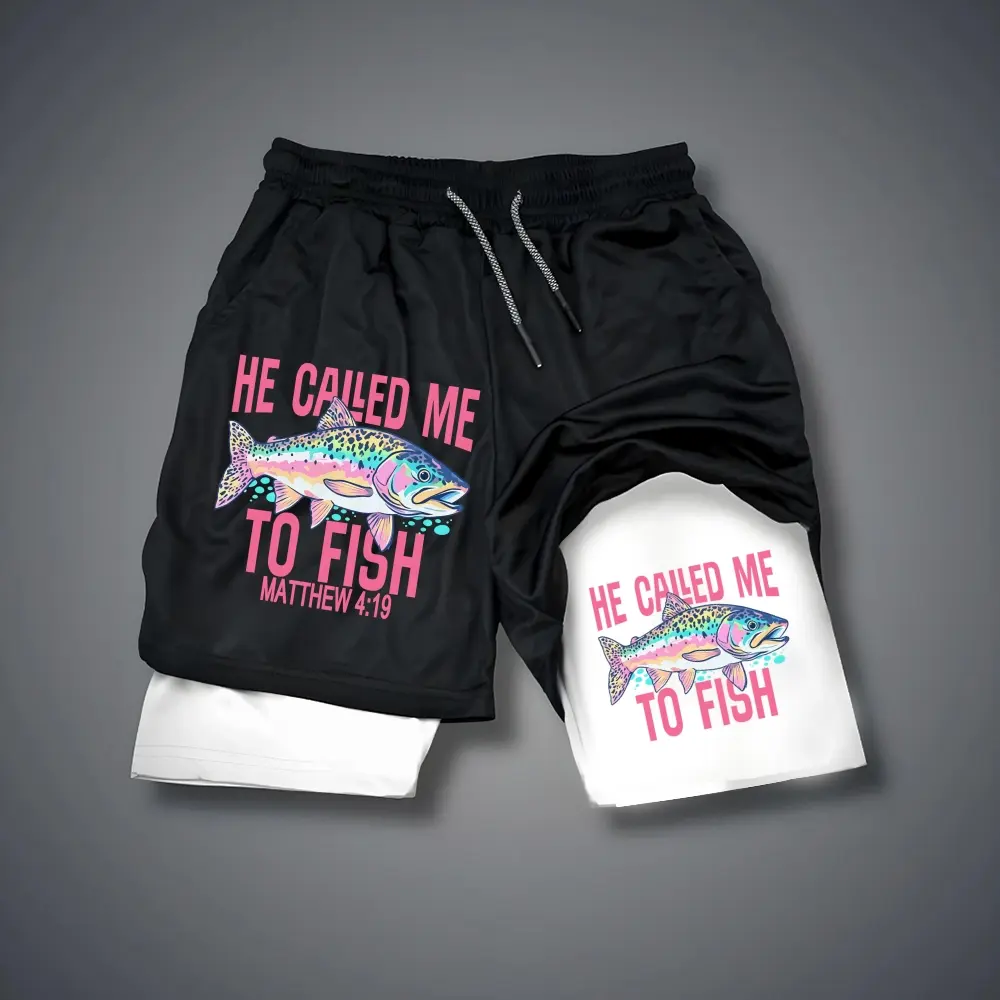 Unisex HE CALLED ME TO FISH MATTHEW 4:19 Rainbow Trout Christian Jesus Graphic Double-layer Shorts Personalized Pattern Y2k Clothing Double-layer Shorts,Women's Clothing, Menswear, Vintage Style,Summer Casual Oversized