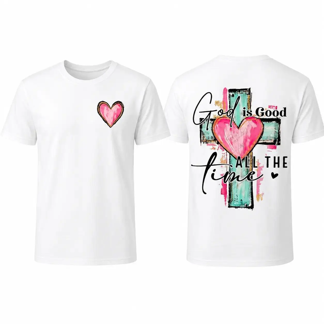 Unisex "God Is Good" Brushstroke Cross Graphic T-Shirt, Relaxed Fit Short Sleeve Faith-Inspired Casual Top with Hand-Drawn Cross Print For Men Women | graphic tees | tiktok shop deals