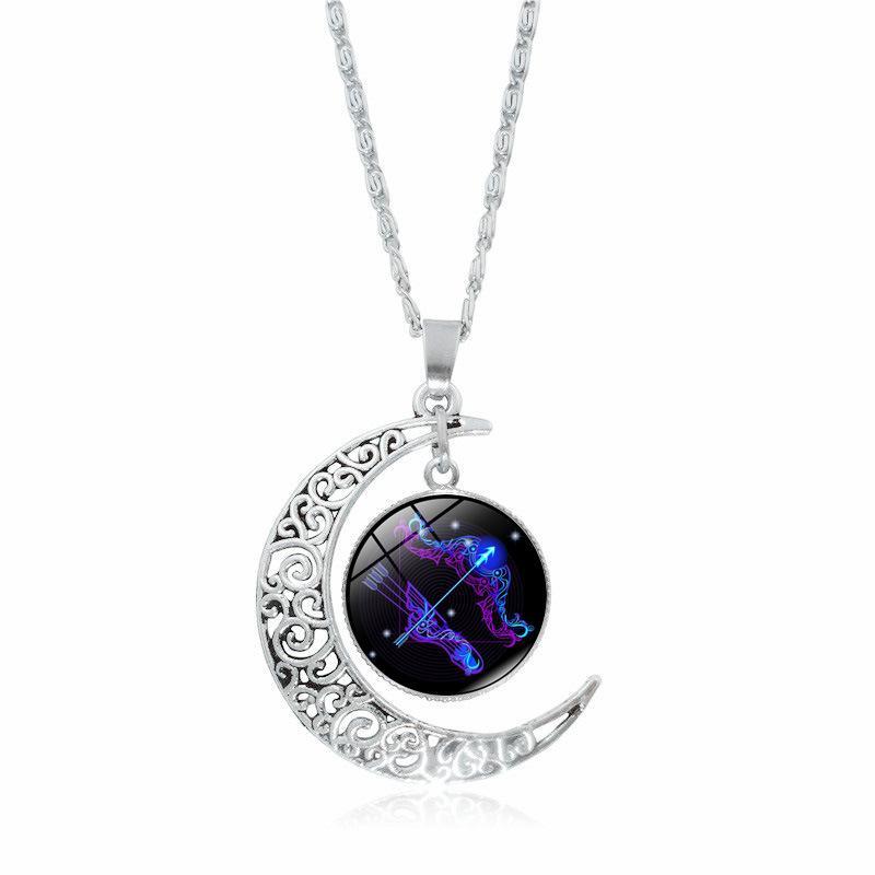 The Best-Selling 12 Constellation Necklaces in 2026 Twelve Zodiac Time Gemstones Moon Glass Pendants European and American Necklaces with Glowing Constellation Designs