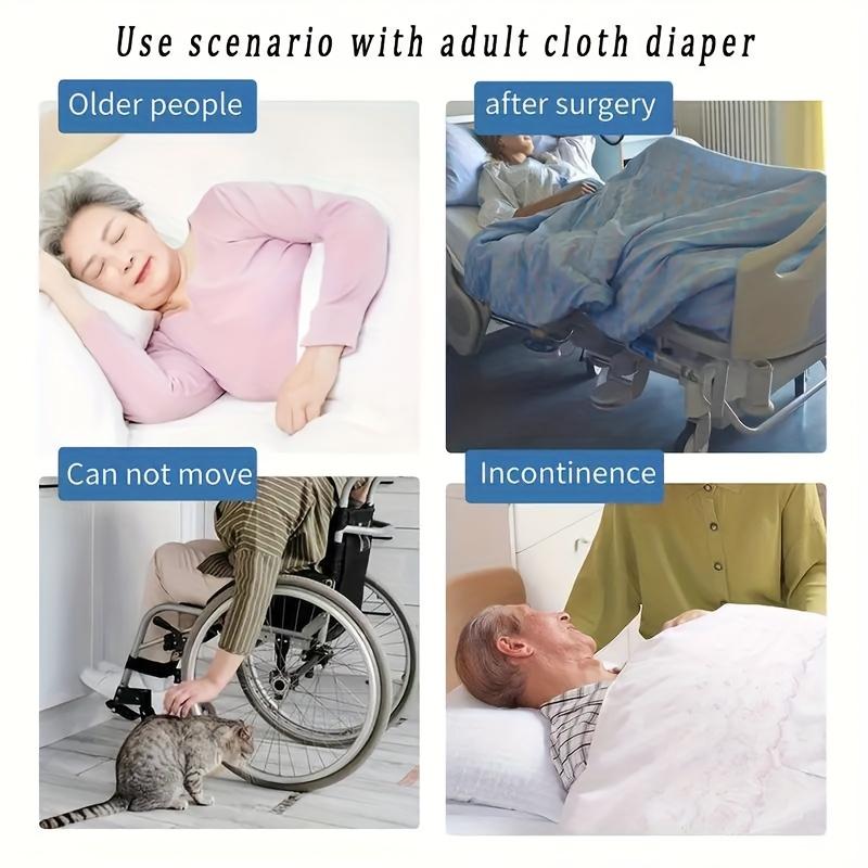 4pcs XL Adjustable Adult Incontinence Diapers Without Buttons Set(1pc Diaper+2pcs Inserts+1pc Bag), Seasons, High Performance, Washable Reusable Breathable Adult Incontinence Diapers, Good Gift for Postpartum Moms, Elderly, Long-Distance Dr