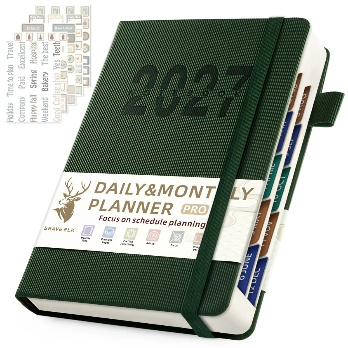 2027 Planner with 5 Sheet Schedule Stickers 365 Days 400 Pages Weekly Monthly Agenda Calendar Notebook Time Management Self Discipline Daily Organizer Goal Setting Tool New Year Gift Box Choice for Student Office Adult