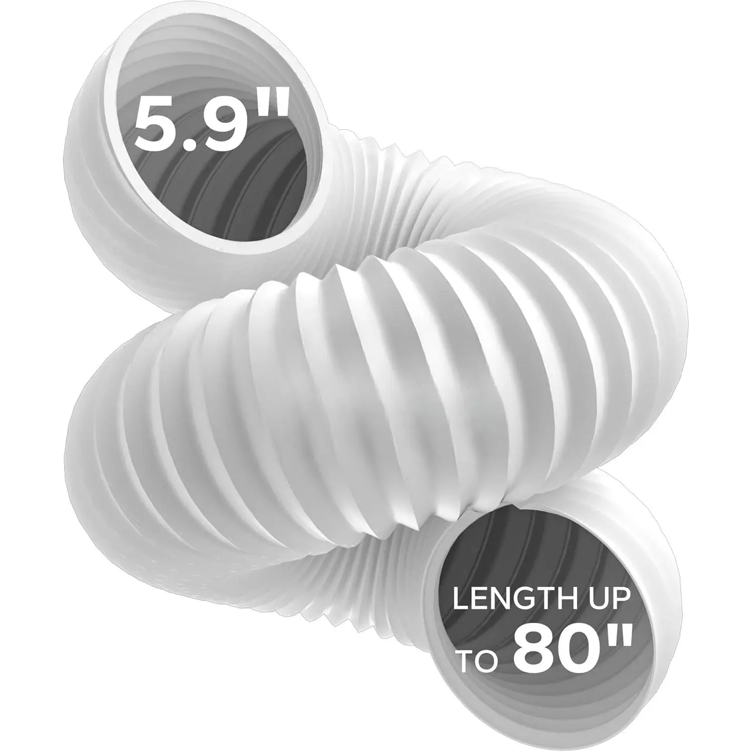 Flexible AC Exhaust Hose, 5.9" Diameter Counterclockwise AC Hose, Length to 80", Portable Air Conditioner Vent Hose Compatible with Delonghi & LG Air Conditioner Parts