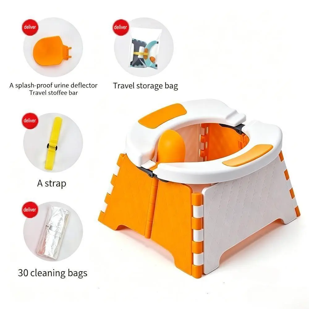 Foldable Potty Trainer Seat for Toddlers, Compact & Portable Design for Travel, Universal Fit, Prop 65 Safe, Includes Storage Bag & 30 Liners, Toilet Seat For Toddler, Compact Fold, Potty Training Seat, Toilet Seat Toddler