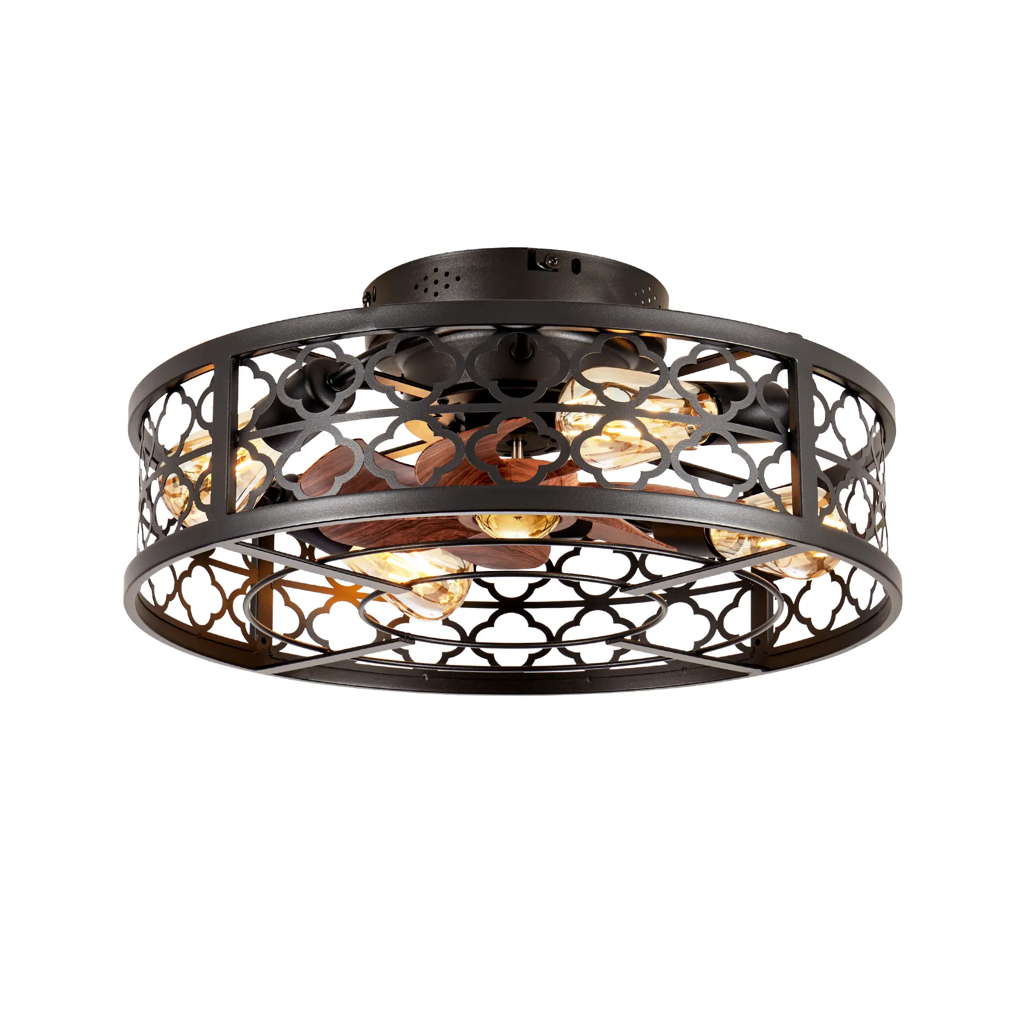 ARCH 20-Inch Flower Style Iron Bladeless Ceiling Fan with Remote Control, 6 Speed Reversible Flush Mount Caged Ceiling Fan for Bedroom Living Room, Modern Low Profile Ceiling Fan, No Bulbs Included, Home Furniture and Household Product Search Terms