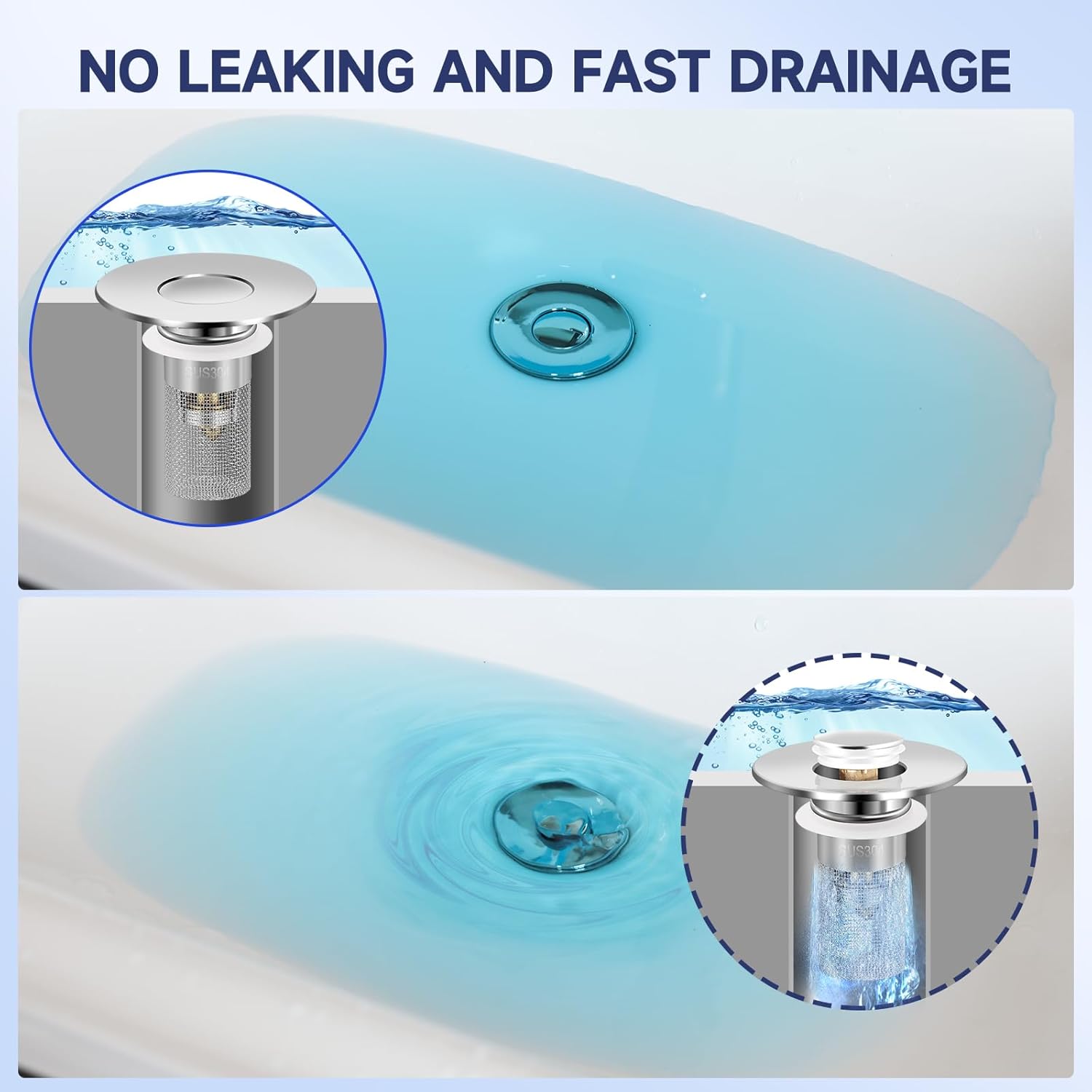 Bathroom Sink Stopper HairCatcher, Universal Pop Up Sink Drain Filter withStainless Steel Filter Basket, Bathroom Sink Drain Strainer Brass Construction Rubber Shower