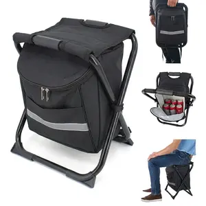 Folding Stool Backpack Insulated Cooler Bag, Collapsible Camping Hunting Fishing Multifunction Chair with Cooler Insulated Picnic Bag for Outdoor Events, Hiking, Travel, Hiking Camouflage Seat Table Bag Camping Gear, Outdoor Fishing Hunting Gifts for Men