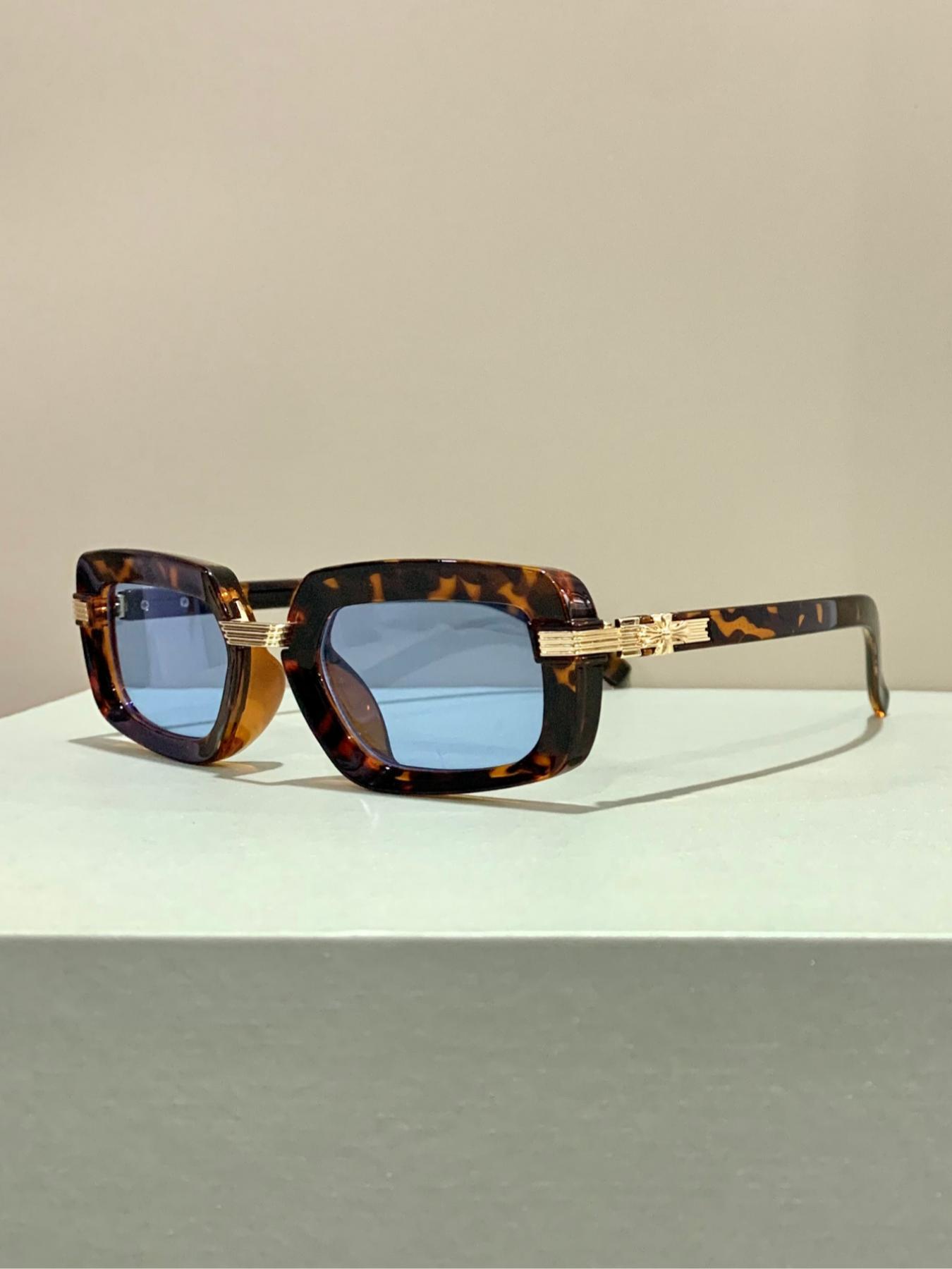 Unisex Vintage Rectangle Frame Glasses, Trendy Casual Glasses for Everyday Use, Fashion Accessories for Outdoor Activities