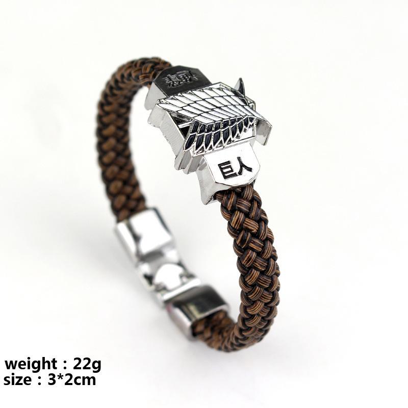 Animation Attack on Titan badge Wings of Liberty bracelet, Cowhide bracelet vintage multi-layer bracelet Maximalist Jewelry