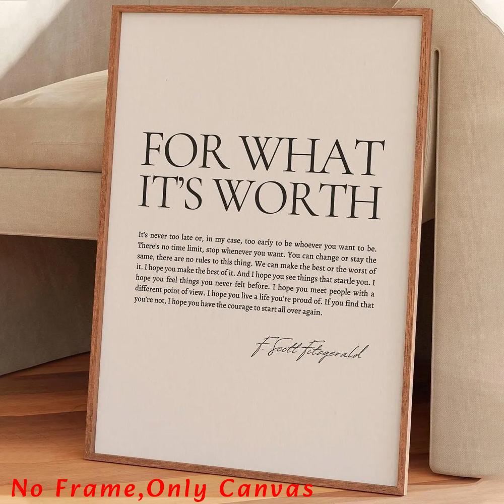 F. Scott Fitzgerald Inspirational Quote Unframed Painting, Canvas Wall Art, Wall Art Decoration, Wall Decor for Home Living Room Bedroom Study Room, Quote Prints, Poster