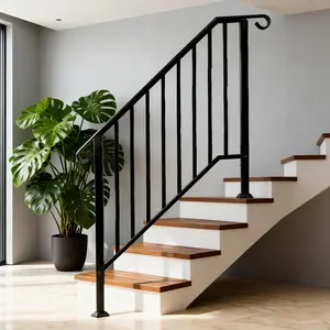 ARCH 4 Step Galvanized Steel Hand Rail for Outdoor Steps with Curved Ends and Safety Balusters, Exterior Railing for Porch, Deck, or Indoor Stairs, Complete Installation Kit Included, Durable Metal Stair Rail, Home Furniture and Household Product