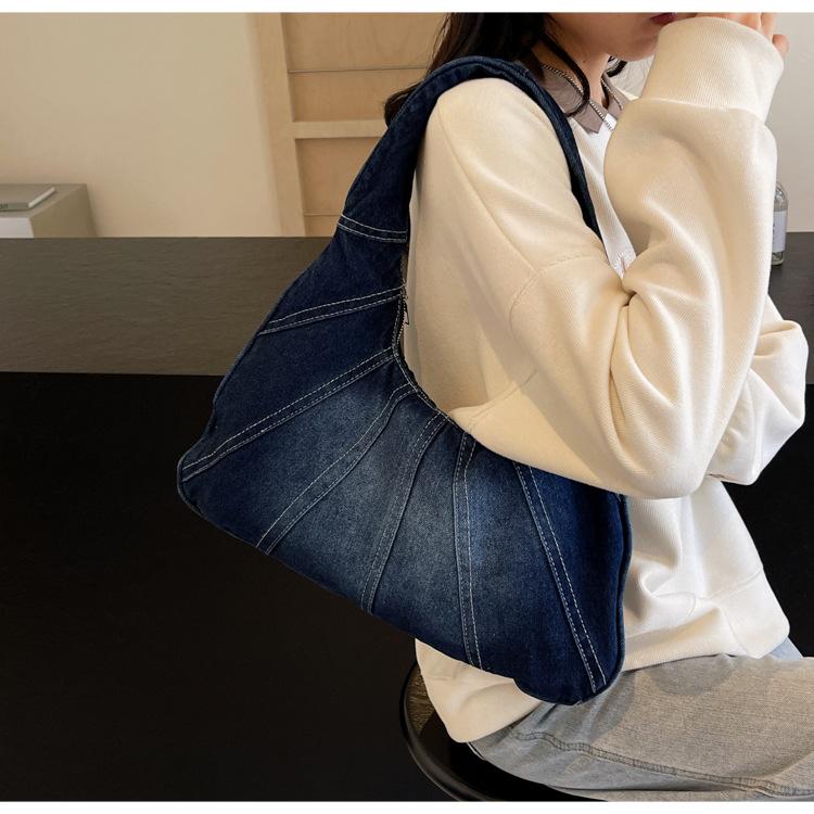 Fashionable Denim Shoulder Bag for Women – New Trendy Design for Cool Girls – Small Casual & Practical Everyday Armhole Bag