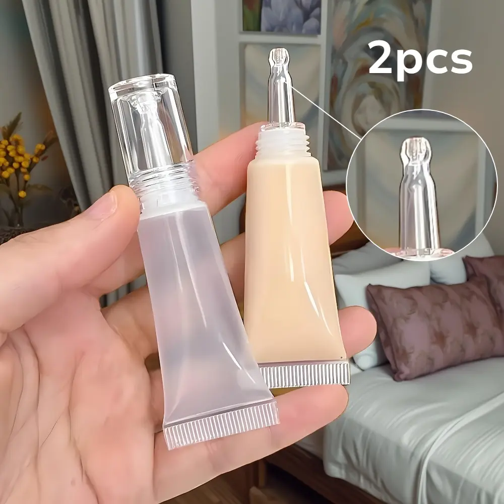 2pcs Mini 10ml Travel Foundation and Serum Dispenser Bottle Set - Leak-Proof Portable Cosmetic Containers, Perfect for Liquid Foundation, Transparent Design, Travel Essentials