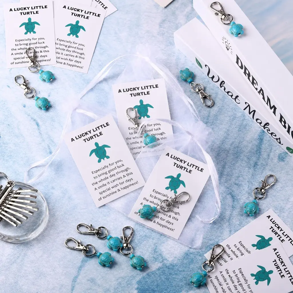 50set Christmas Turtle Travel Keychain Set, Cute Turtle Keychain, Lucky Charm, Wedding Gifts, Creative Souvenirs, Includes Organizer Bag