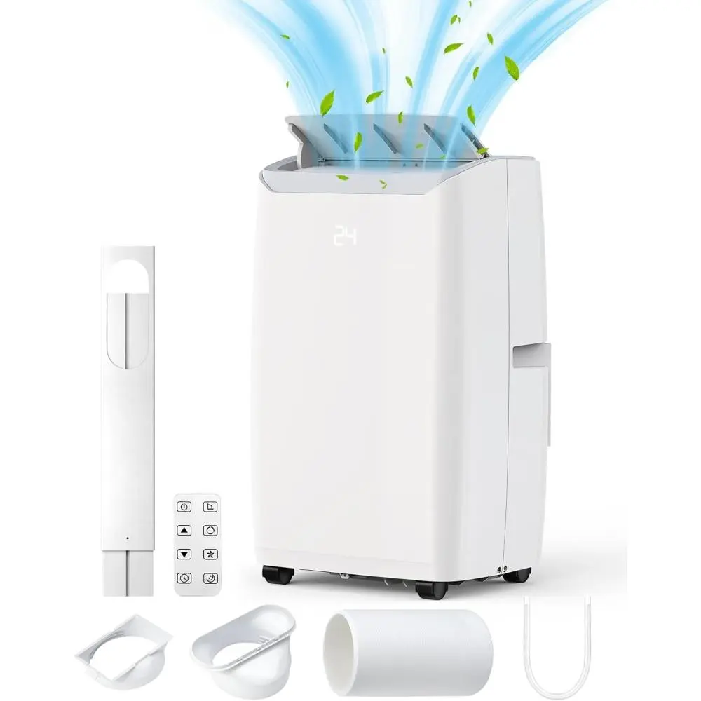 12000 BTU Portable Air Conditioner with Remote Control, 120V, R32 Refrigerant, 30% Boost in Cooling Efficiency, Quiet Sleep Mode, Timer, Dehumidifier, Ideal for 550 Sq. Ft. Rooms