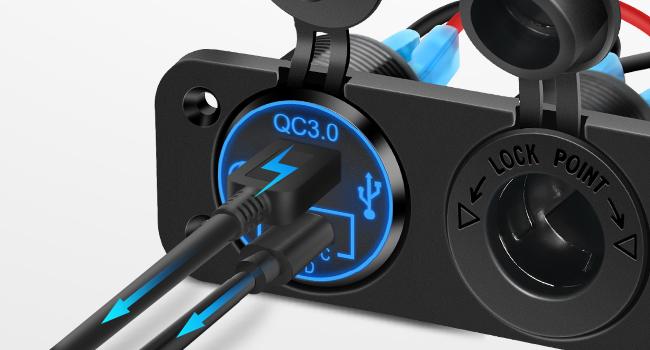 Nilight PD Type C and USB Charger Socket Pre-Wired 12V 24V