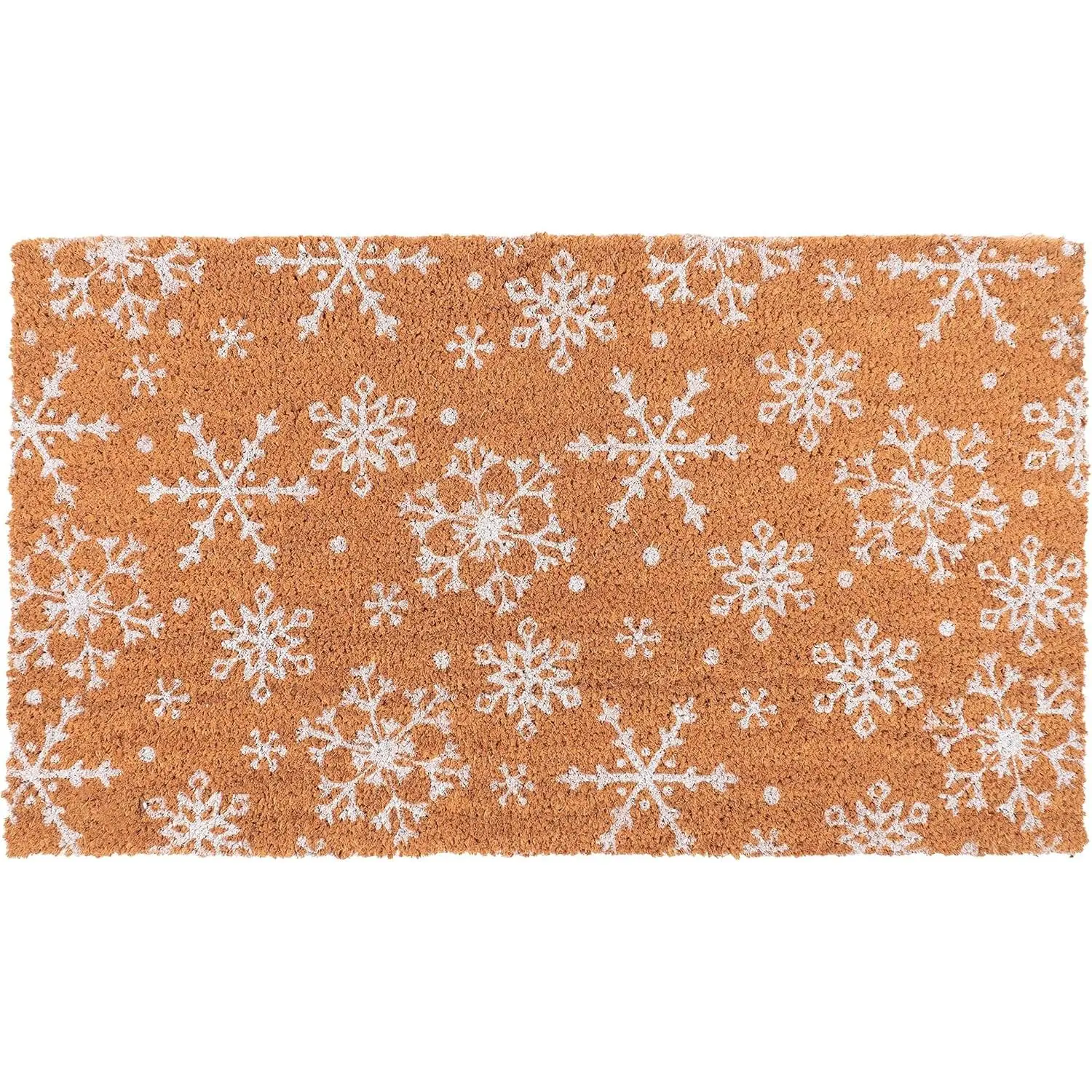 Coir Doormat with Heavy-Duty, Weather Resistant, Non-Slip PVC Backing | 17 by 30 Inches, 0.6 Inch Pile Height |  for Indoor and Outdoor Use (Snowflake)