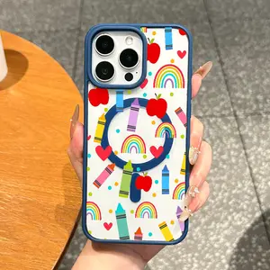 Premium Magnetic Case for iPhone11/12/13/14/15/16/17/promax Kidcore Crayon Rainbow Apple Print MagSafe Ready,Anti-Fall,Ultra-Thin Design|Perfect for Everyday Use