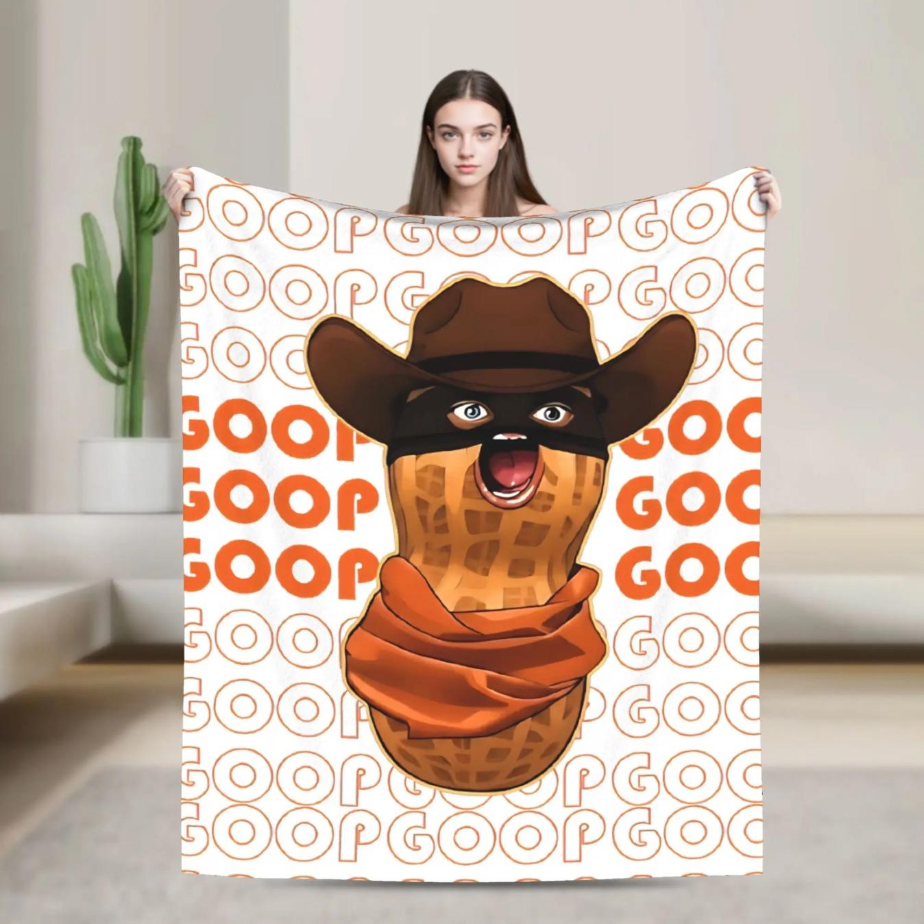 Burnt Peanut GOOP Meme Flannel Blanket 200x150cm Soft Cozy Throw Blanket Arc Raiders Inspired Funny Meme Plush Blanket for Couch Bed Home Decor Gift