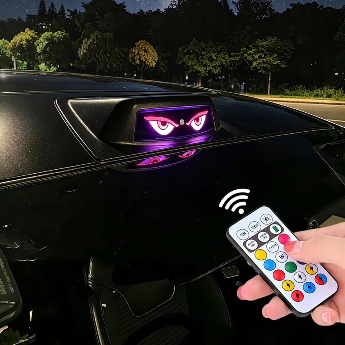 Demon's Eye Solar Powered LED Car Roof LiDAR Decorative Cover light RGB Anti Rear End Collision Warning Flash Navigation light