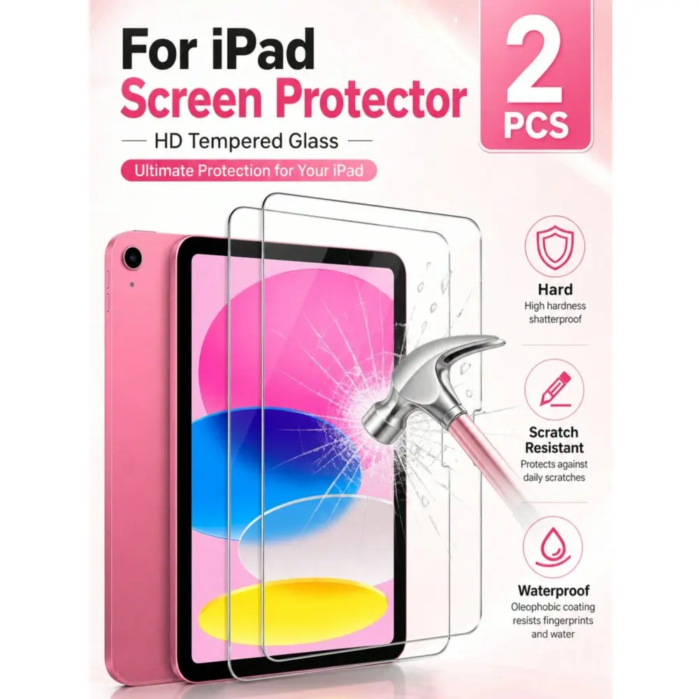 2pcs High Definition Tempered Glass Screen Protector Compatible with Ipad, Compatible with Ipad A16 2025 11th Gen/Apple, Anti-Scratch,Anti-Fingerprint, Easy To Install,Full Coverage, Compatible with Ipad Air 11 Inch (M5/M4/M3/M2) 2026/2025/2024 11" 13"