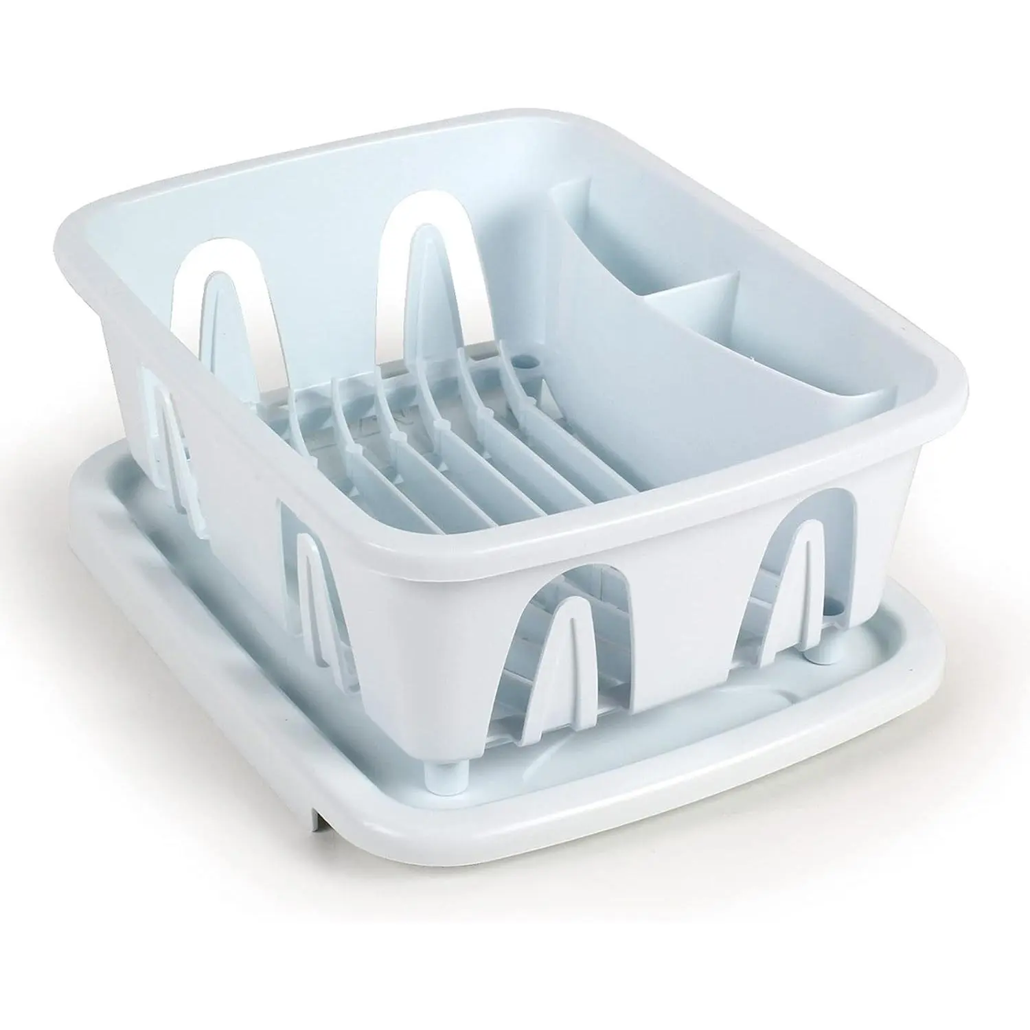 Mini Dish Drainer & Tray for RV - Sloped Drain Tray Design, Heavy-Duty Construction, Ideal for Small Spaces, Apartments, Boats, 9.5"L x 11.7"W x 4.75"H, White