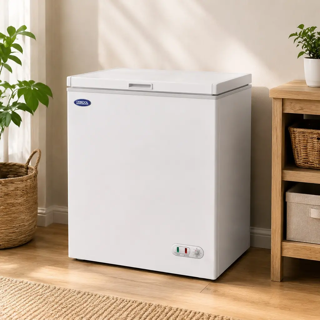 ARCH 5.0 Cu.ft White Steel Lockable Solid Top Chest Freezer - Manual Defrost, 7-Level Mechanical Temp Control (-9.5°F to 5°F), High-Efficiency Compressor, ETL Certified, 22.05Wx30.35Dx33.46H In, 76.06Lb, Back-of-House & Garage Storage, Steel Body, Kitchen