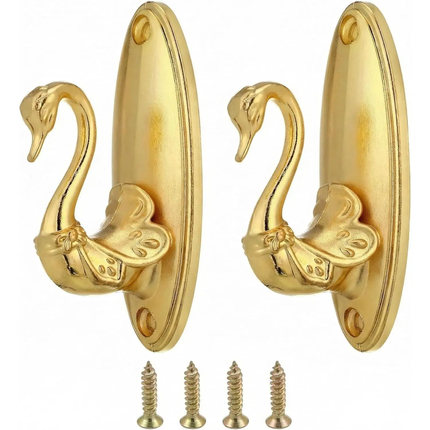 2 count  Curtain Tiebacks Swan Style Brass Holdbacks  Drapery Hooks for Wall Decor Elegant Curtain Holders with Rod Design for Curtains Classic Swan Holder Hardware