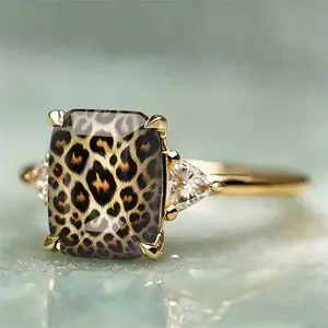 Exaggerated Retro Gold Color Stainless Steel Irregular Geometry Leopard Pattern Opening   for Women Personality Jewelry sister gift gothic version