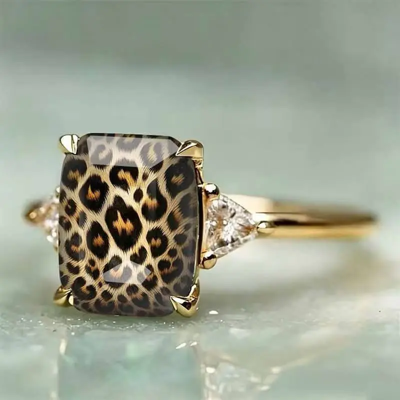 Women's Anti-Tarnish Retro Look Stainless Steel Bold Print Ring - Exaggerated Irregular Geometry Leopard Motif Animal Print Opening, Gothic Personality Jewelry, Sister Gift, Beach Essential, Leopard Print, Accessories For Women