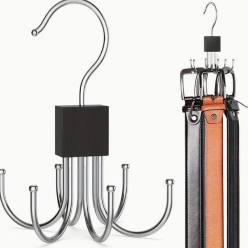 360° Rotatable Belt Hook, 1 Count Durable Metal Storage Hook, Multi-purpose Organiser Hook for Belt, Scarf, Tie, Home Storage Hook for Wardrobe, Closet, Home and Dormitory