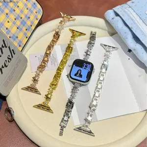 2026 Star Zircon Inlaid Copper Chain Apple Watch Band for Women, Luxury Elegant Metal Replacement Strap Compatible with Series 9–11, Delicate Fashion Wristband for Daily Outfits & Dating (Band Only)