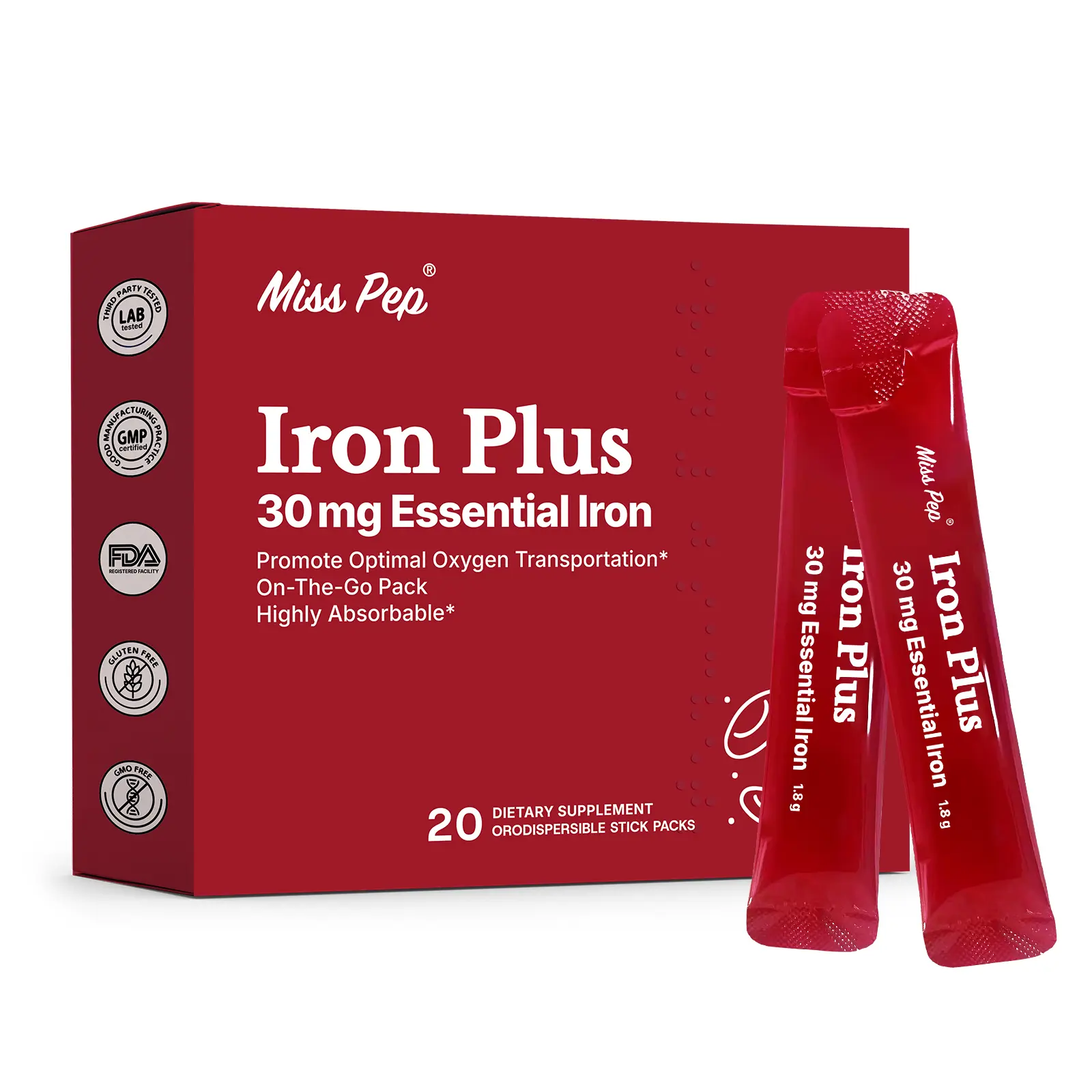 Misspep Iron Plus 30mg Essential lron Healthcare  Edible Supplement Dietary