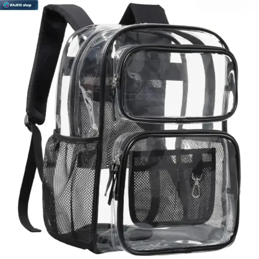17 Inch Clear Heavy Duty Backpack, Transparent School Backpack Fits Up to 16" Laptop, Large Capacity Multi-Pocket See Through Bookbag with Adjustable Straps, Durable Everyday Backpack for School, College, Work, Travel, Gym, Stadium Events and Daily Commut